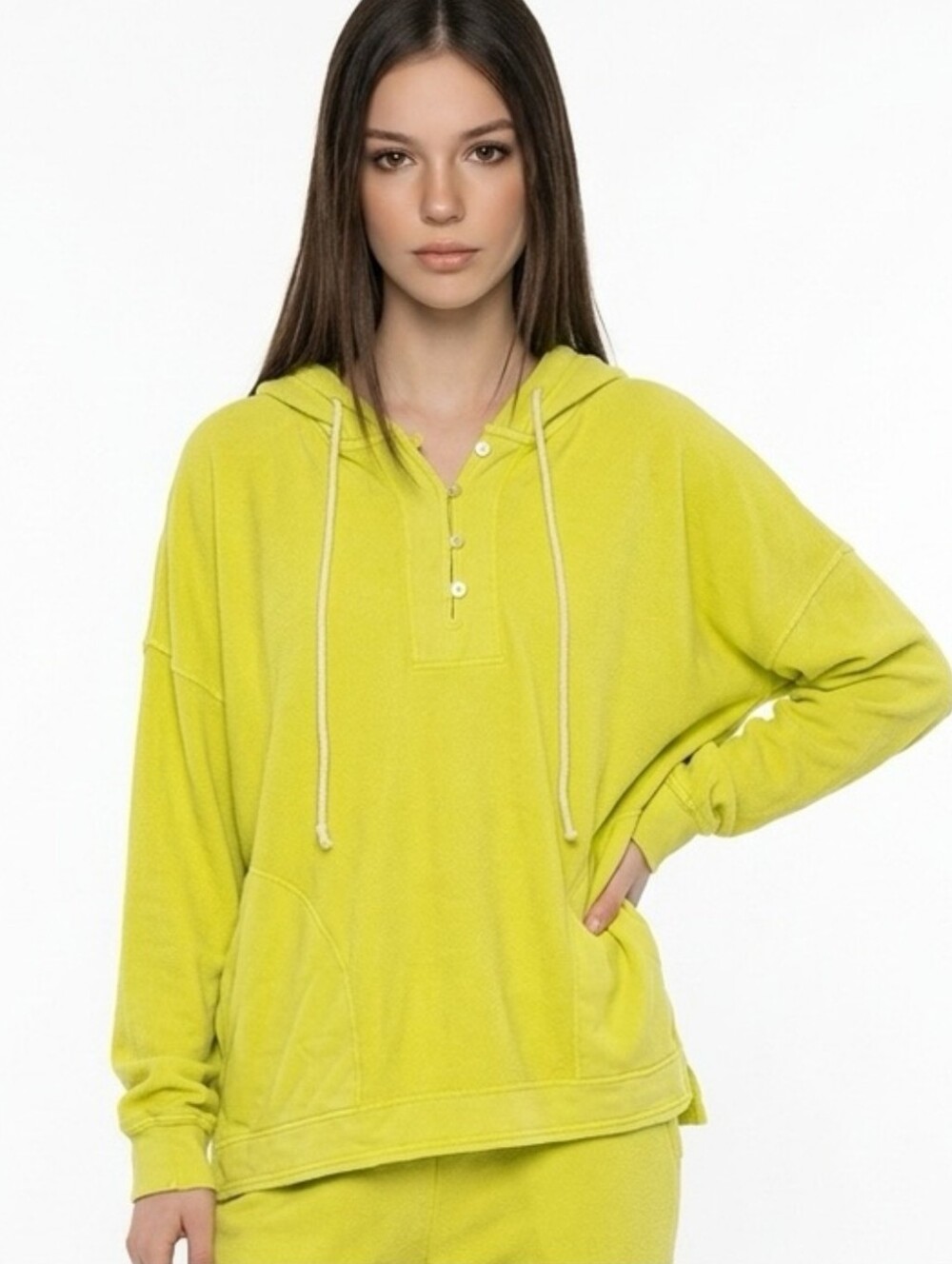 NWT aerie Bright Yellow Oversized Button-Front Pullover